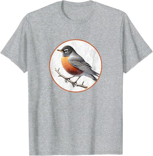 American Robin T-Shirt Retro Design by Bird.fan