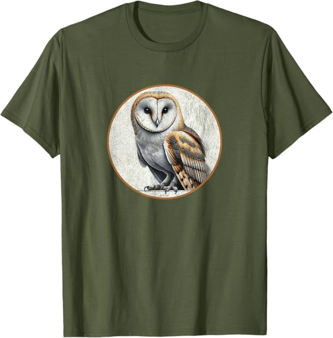 Barn Owl T-Shirt Retro Design by Bird.fan | Men's Birding Graphic Tee
