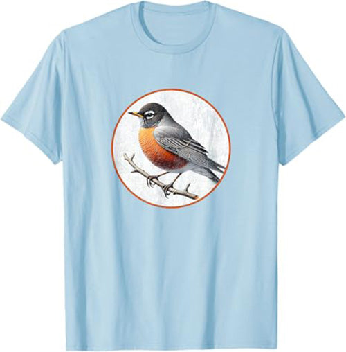 American Robin T-Shirt Retro Design by Bird.fan