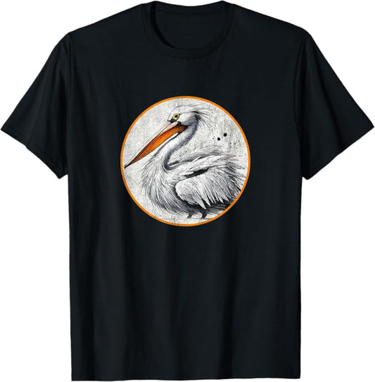 American White Pelican T-Shirt Retro Design by Bird.fan